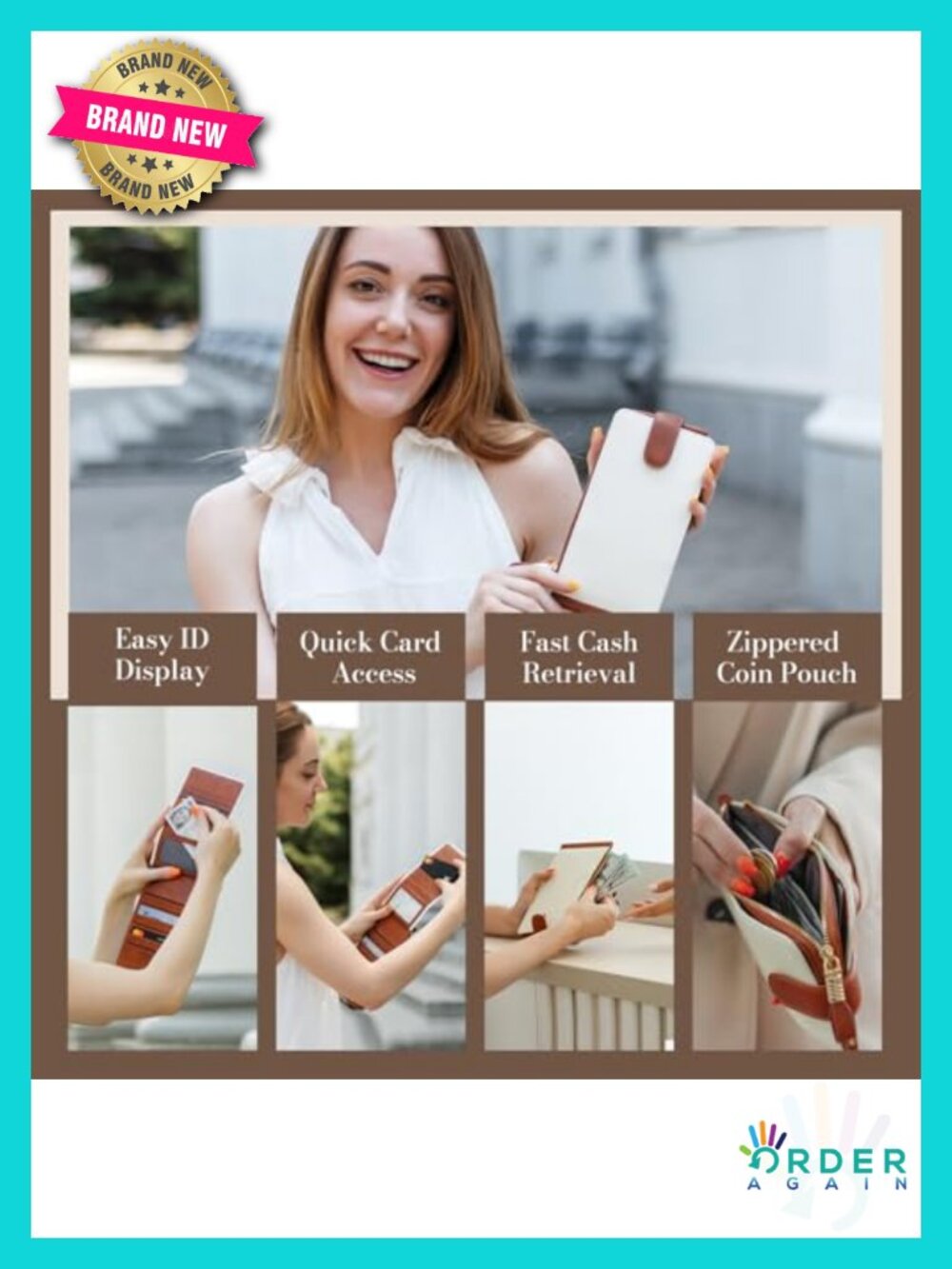 Large Bifold RFID Wallet for Women with 25 Card Slots - Picture 4 of 6